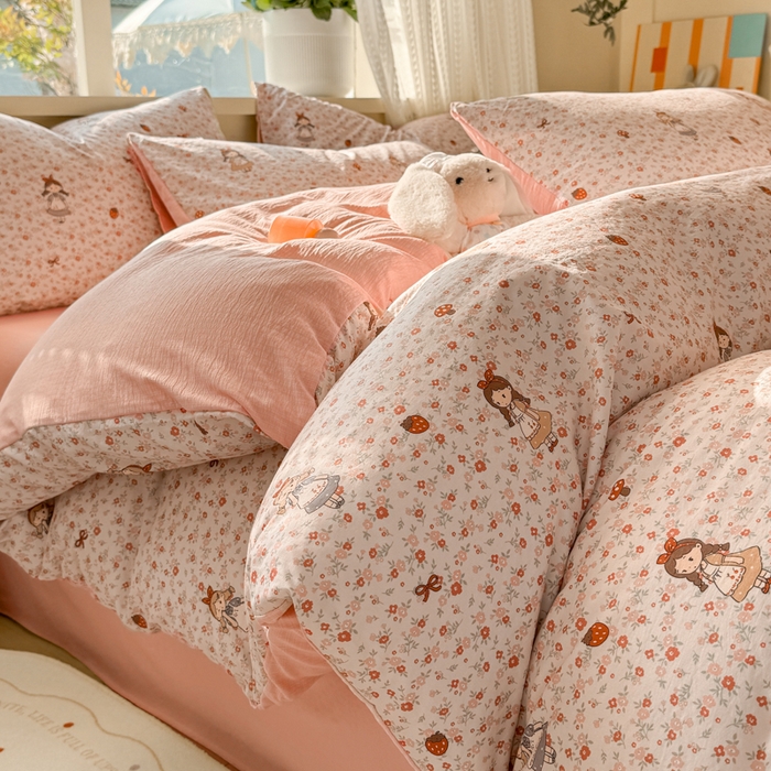 91家纺网 家纺一手货源 找家纺 丽美人家纺 2026新款A类皱皱纱双层印花单被套 BT玛丽