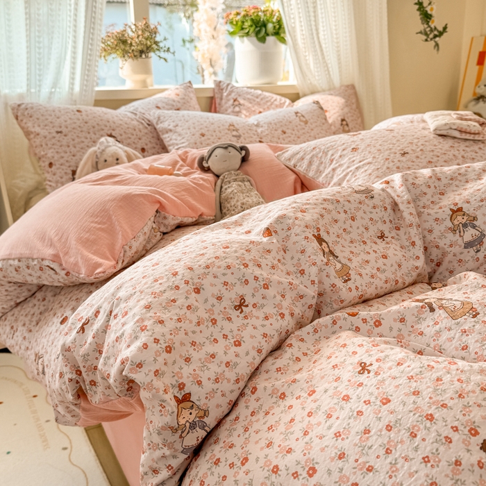 91家纺网 家纺一手货源 找家纺 丽美人家纺 2026新款A类皱皱纱双层印花单被套 BT玛丽