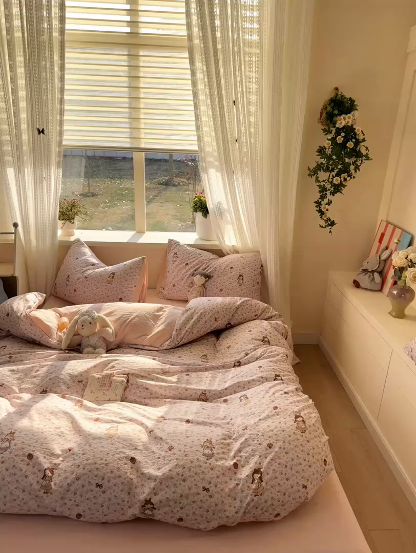 91家纺网 家纺一手货源 找家纺 丽美人家纺 2026新款A类皱皱纱双层印花单被套 BT玛丽