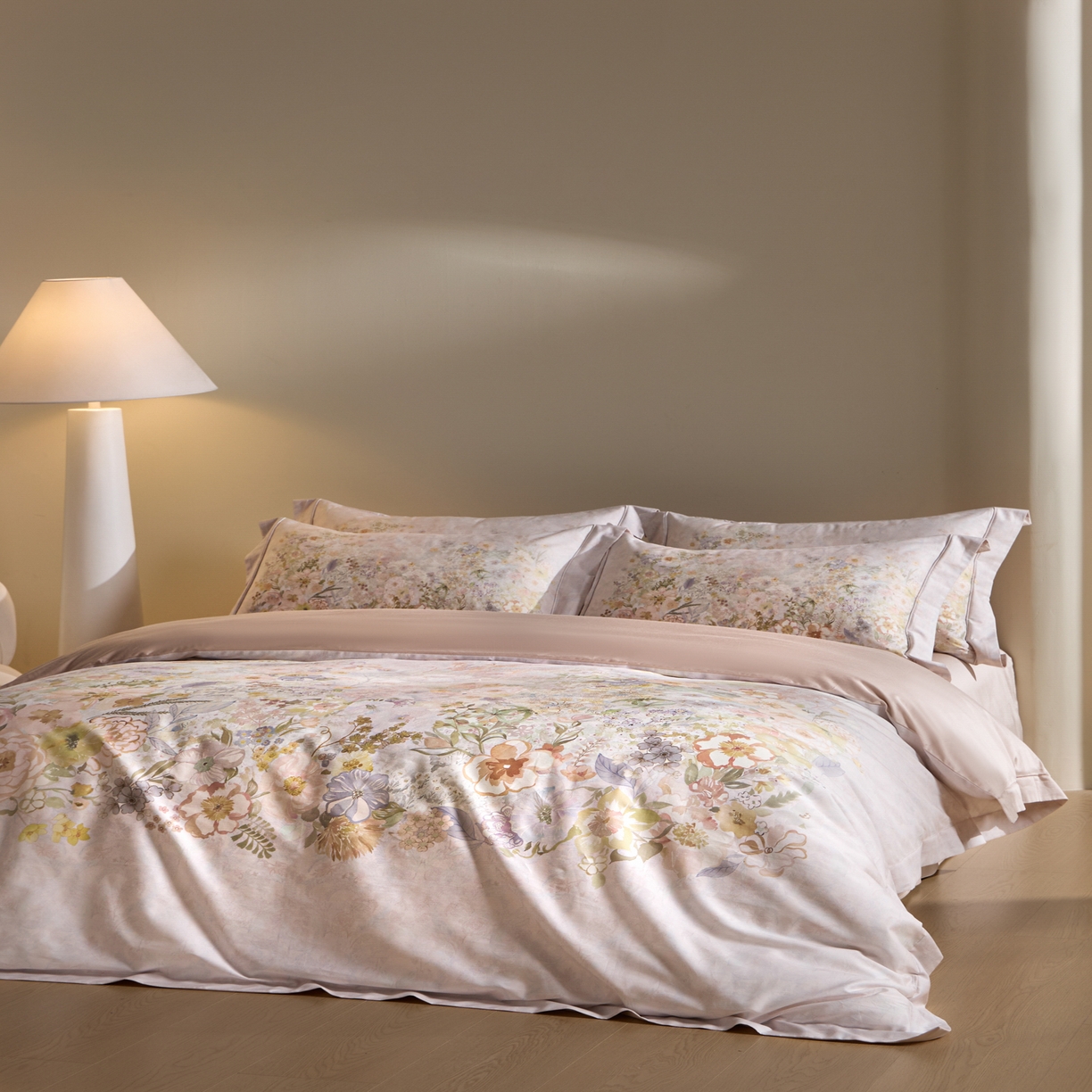 91家纺网 家纺一手货源 找家纺 禾时 2026新款全棉纯棉数码印花埋绳款四件套 花笺梦语（绿）