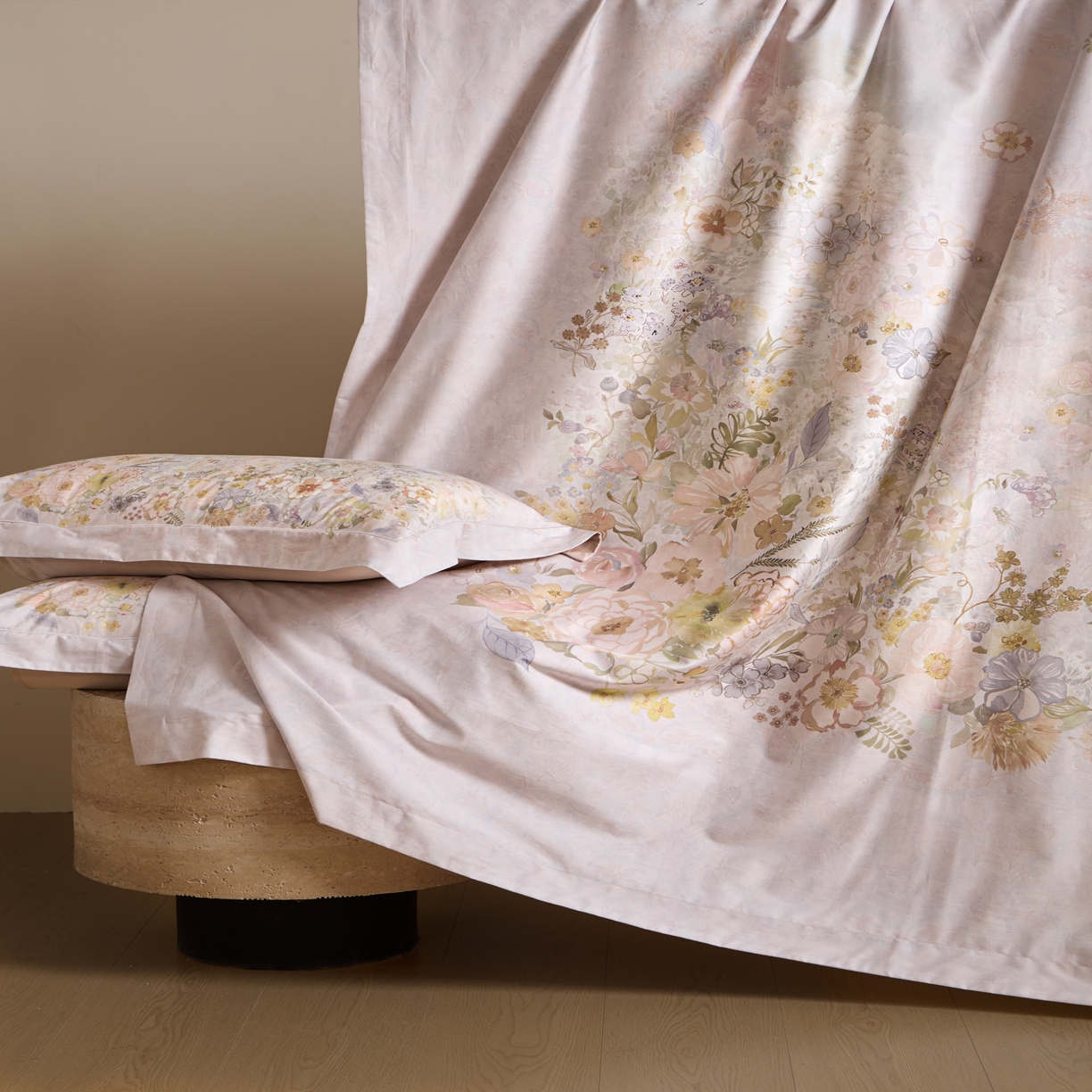 91家纺网 家纺一手货源 找家纺 禾时 2026新款全棉纯棉数码印花埋绳款四件套 花笺梦语（绿）