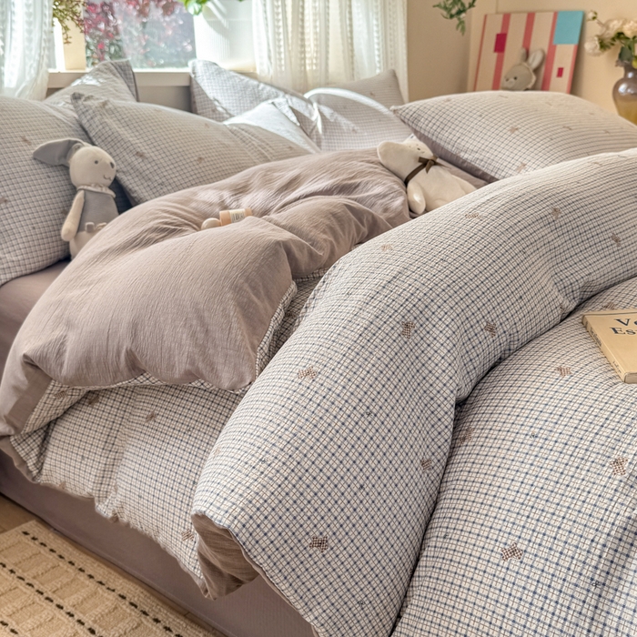 91家纺网 家纺一手货源 找家纺 丽美人家纺 2026新款A类皱皱纱双层印花单被套 BT柔格小狗