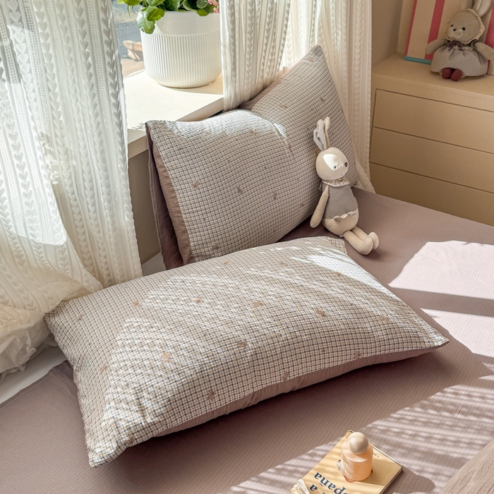 91家纺网 家纺一手货源 找家纺 丽美人家纺 2026新款A类皱皱纱双层印花单被套 BT柔格小狗