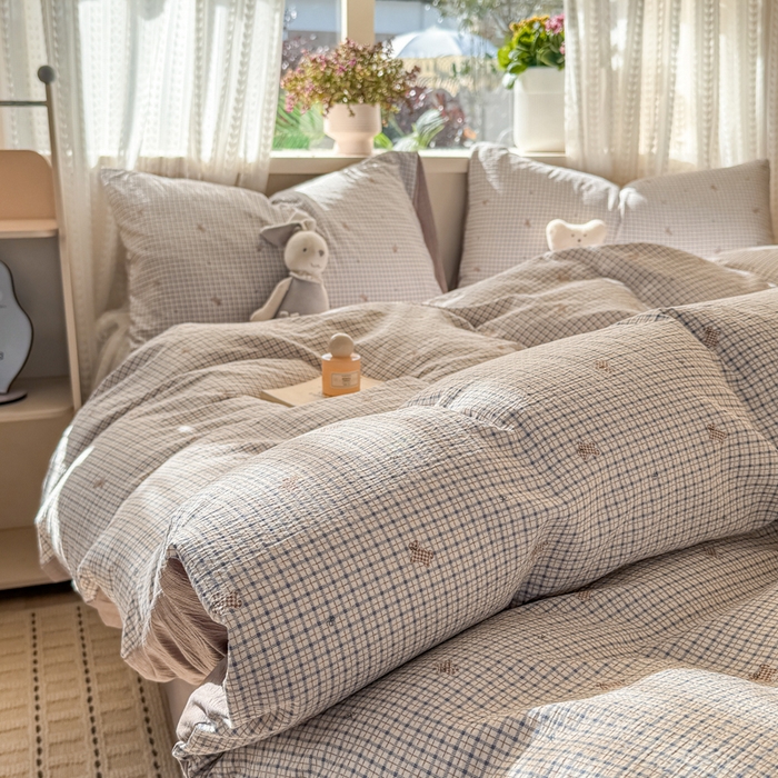 91家纺网 家纺一手货源 找家纺 丽美人家纺 2026新款A类皱皱纱双层印花单被套 BT柔格小狗