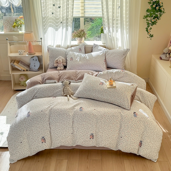 91家纺网 家纺一手货源 找家纺 丽美人家纺 2026新款A类皱皱纱双层印花单被套 BT时光