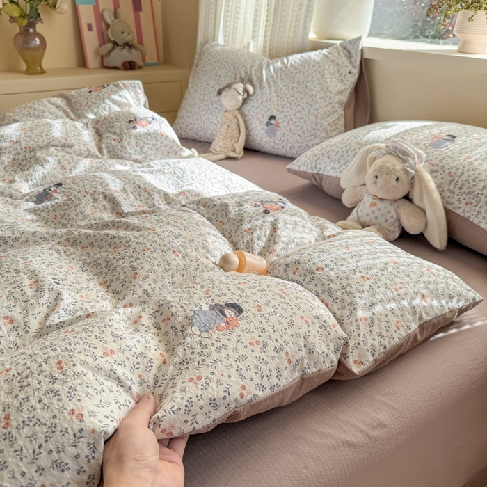 91家纺网 家纺一手货源 找家纺 丽美人家纺 2026新款A类皱皱纱双层印花单被套 BT时光