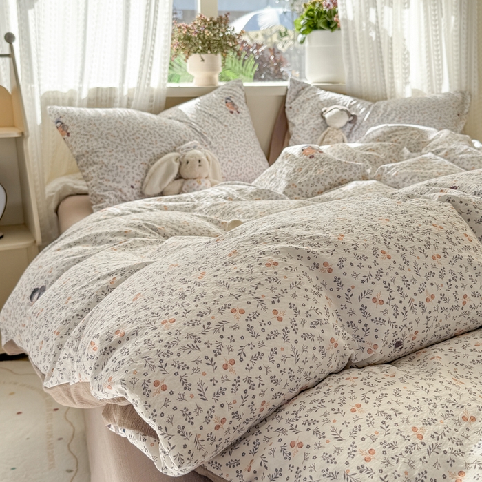 91家纺网 家纺一手货源 找家纺 丽美人家纺 2026新款A类皱皱纱双层印花单被套 BT时光