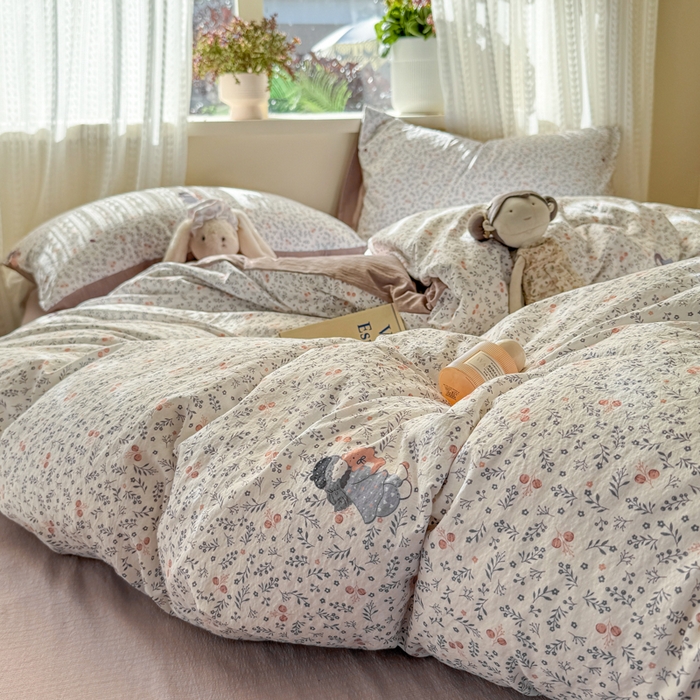 91家纺网 家纺一手货源 找家纺 丽美人家纺 2026新款A类皱皱纱双层印花单被套 BT时光