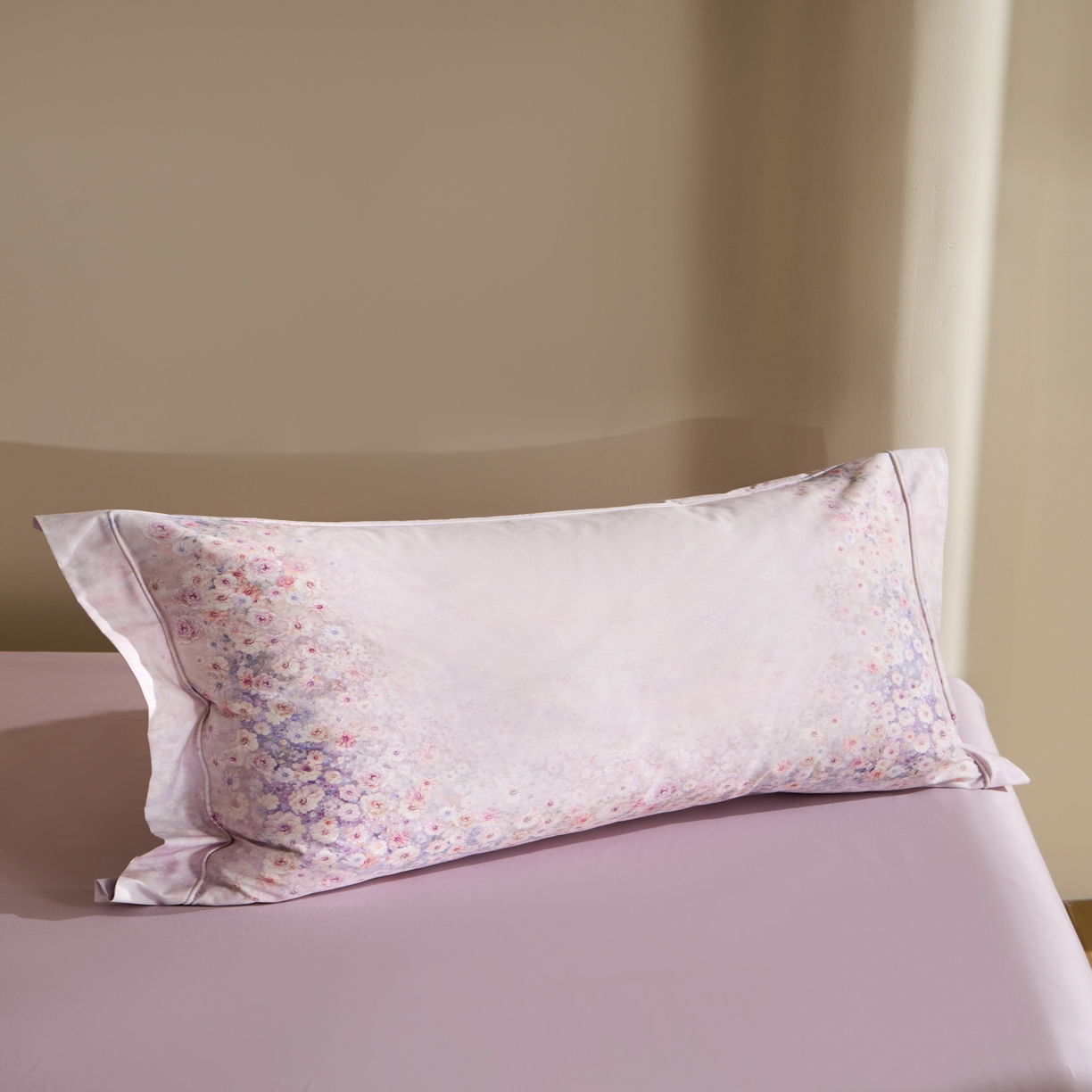 91家纺网 家纺一手货源 找家纺 禾时 2026新款全棉纯棉数码印花埋绳款四件套 浅春织梦（紫）