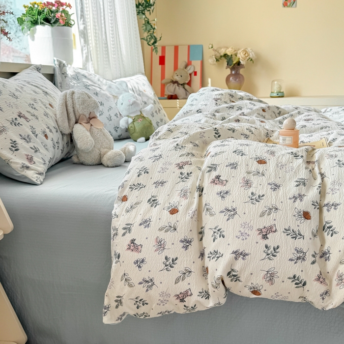 91家纺网 家纺一手货源 找家纺 丽美人家纺 2026新款A类皱皱纱双层印花单被套 BT紫雾叶兔