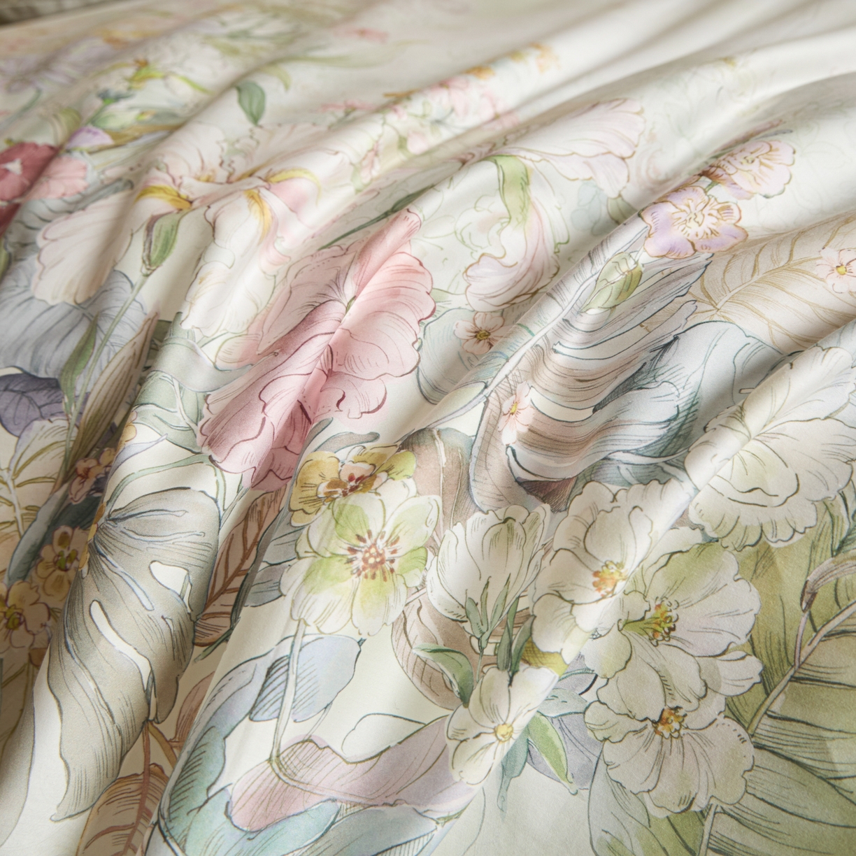 91家纺网 家纺一手货源 找家纺 禾时 2026新款全棉纯棉数码印花埋绳款四件套 芷柔（绿）