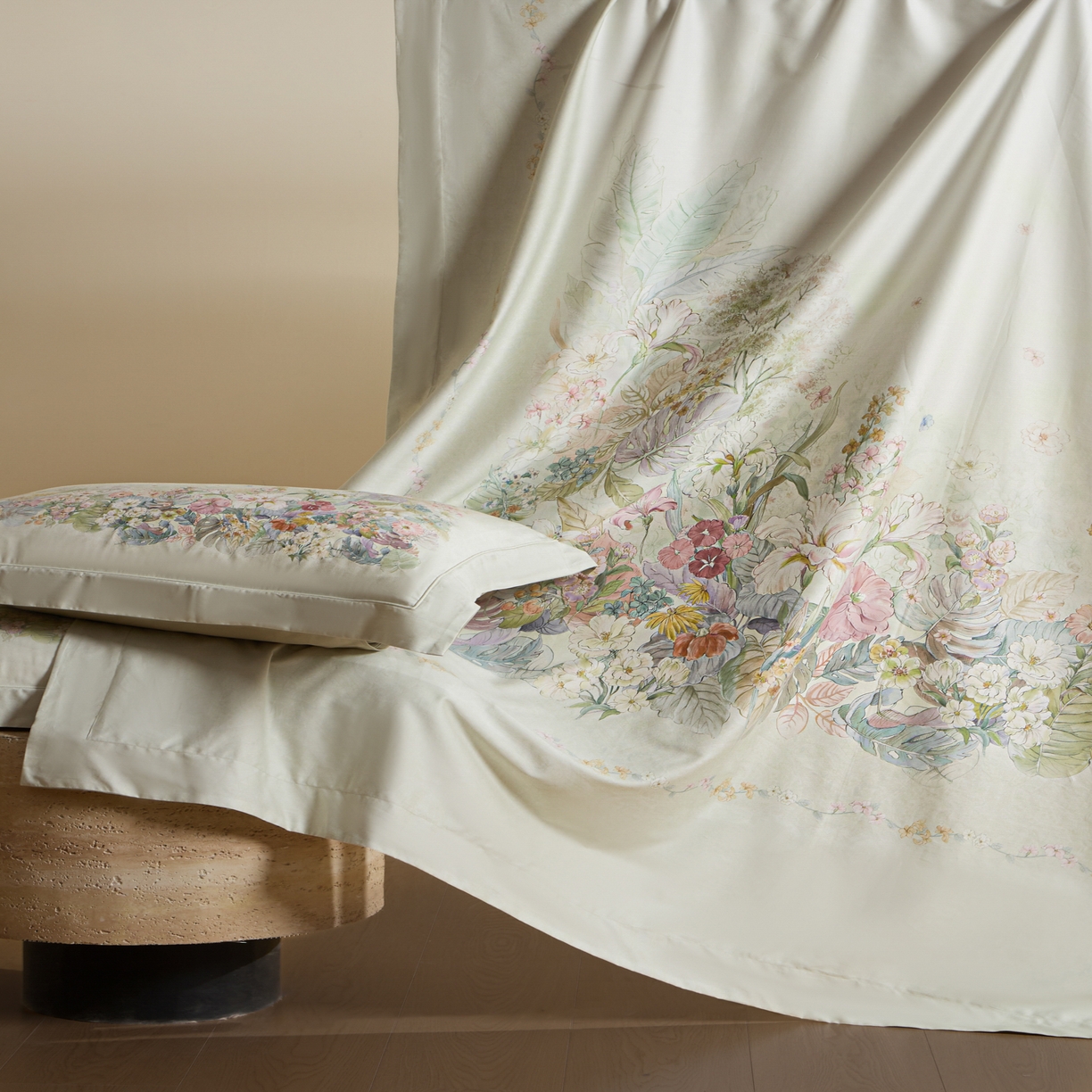 91家纺网 家纺一手货源 找家纺 禾时 2026新款全棉纯棉数码印花埋绳款四件套 芷柔（绿）