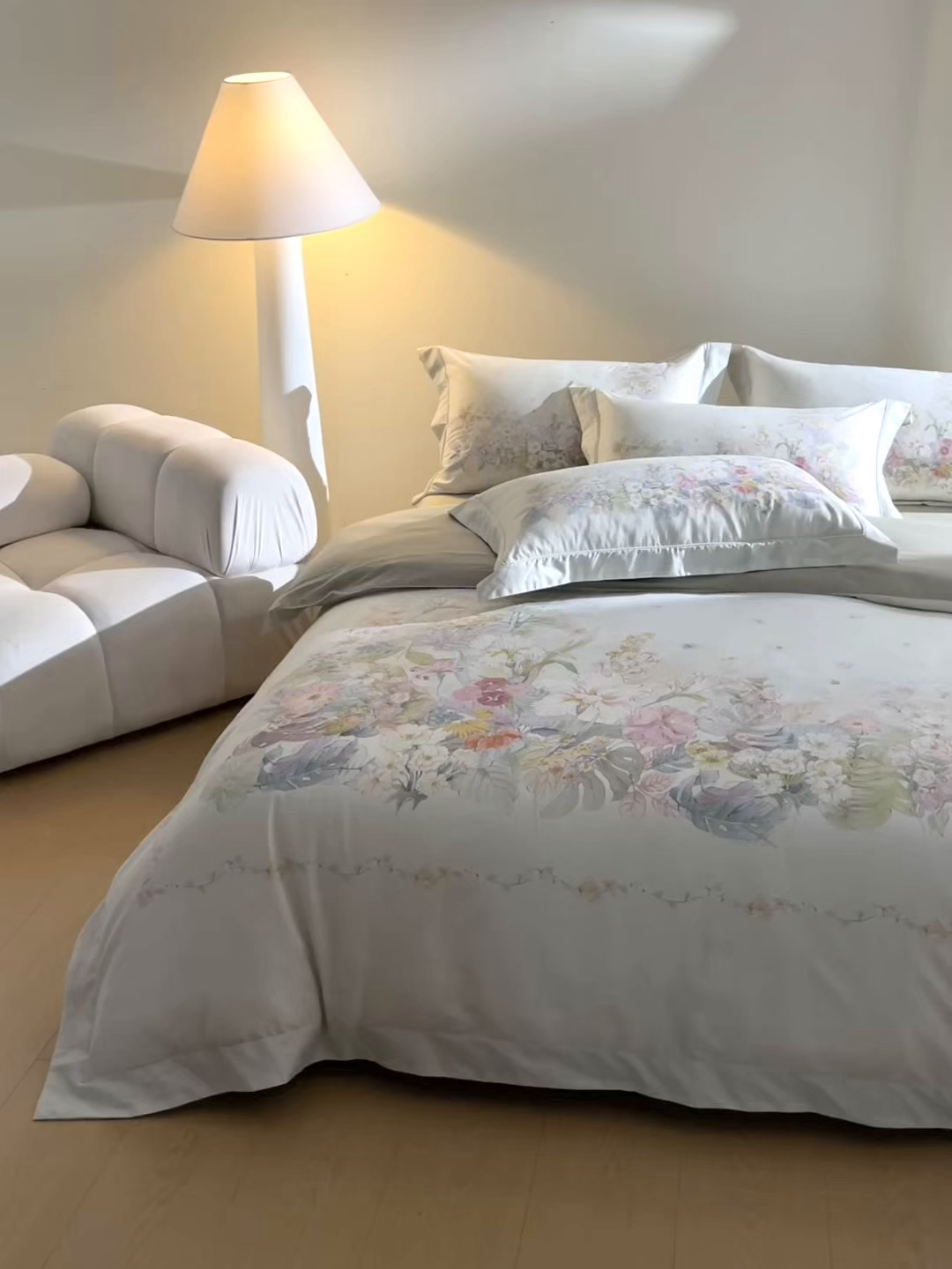 91家纺网 家纺一手货源 找家纺 禾时 2026新款全棉纯棉数码印花埋绳款四件套 芷柔（绿）