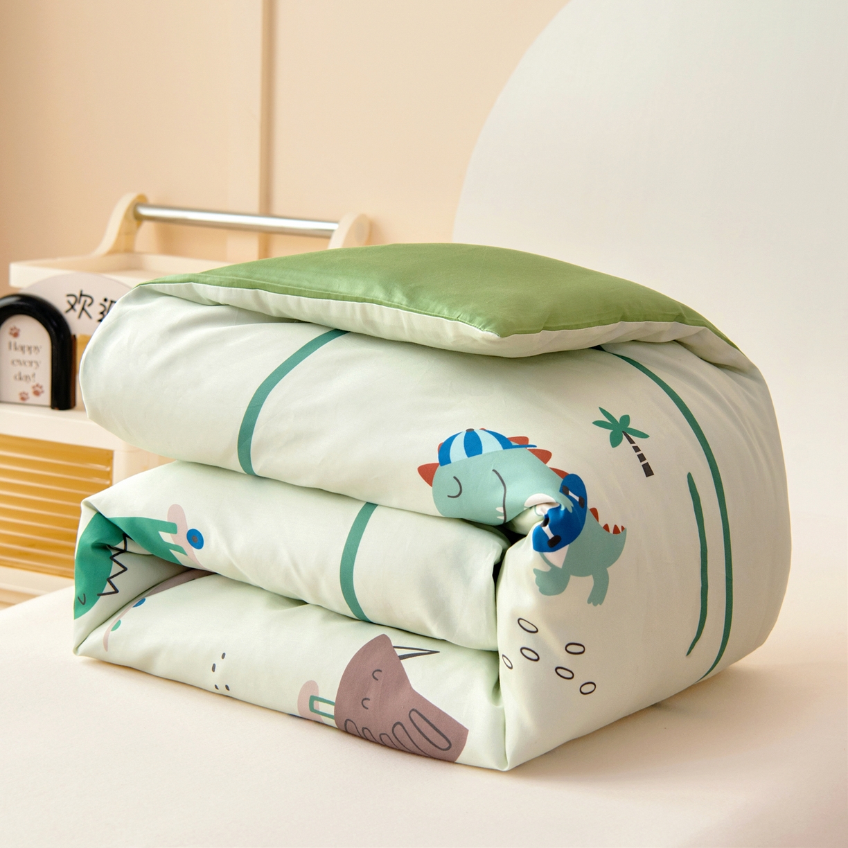 91家纺网 家纺一手货源 找家纺 御棉坊 2026新款60S全棉数码印花幼儿园儿童套件宝宝入园午睡被芯三件套 滑板派对