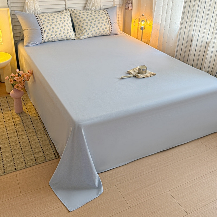 91家纺网 家纺一手货源 找家纺 鑫利来家纺 2026新款古法水洗棉法式花边四件套甄选纯棉花边拼接款四件套印花被套床单单品四件 兰黛