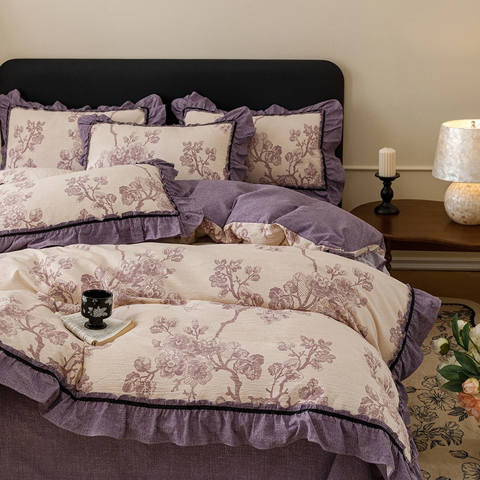 91家纺网 家纺一手货源 找家纺 （总）悦然毛巾被 2026新款原麻水洗提花四件套