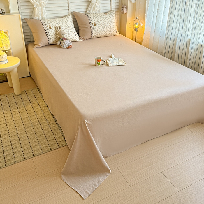 91家纺网 家纺一手货源 找家纺 鑫利来家纺 2026新款古法水洗棉法式花边四件套甄选纯棉花边拼接款四件套印花被套床单单品四件 午后时光