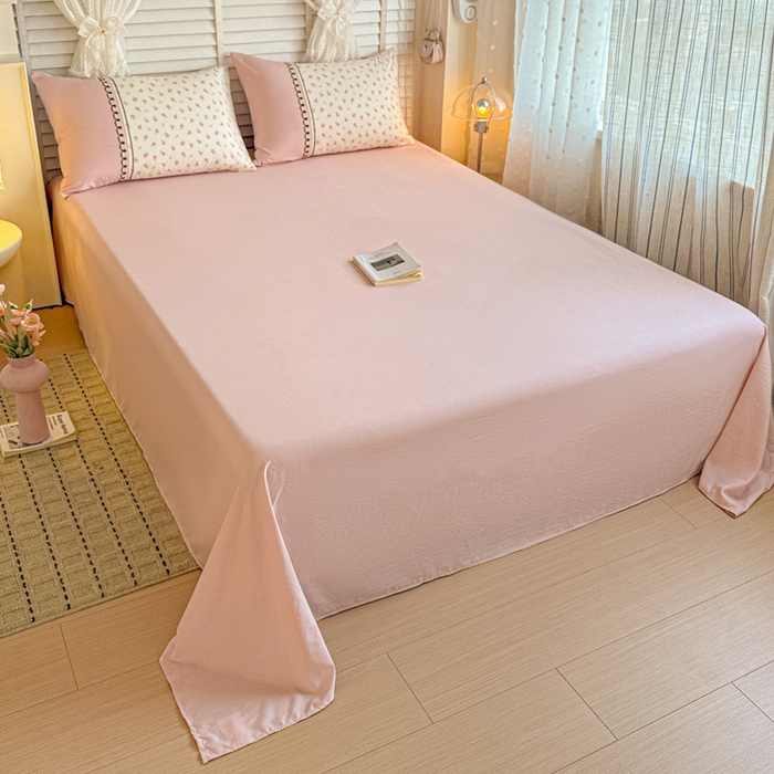 91家纺网 家纺一手货源 找家纺 鑫利来家纺 2026新款古法水洗棉法式花边四件套甄选纯棉花边拼接款四件套印花被套床单单品四件 小玫瑰