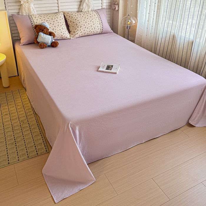 91家纺网 家纺一手货源 找家纺 鑫利来家纺 2026新款古法水洗棉法式花边四件套甄选纯棉花边拼接款四件套印花被套床单单品四件 屿花