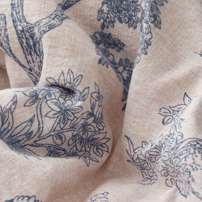 91家纺网 家纺一手货源 找家纺 悦然毛巾被 2026新款原麻水洗提花四件套 蓝花雾影