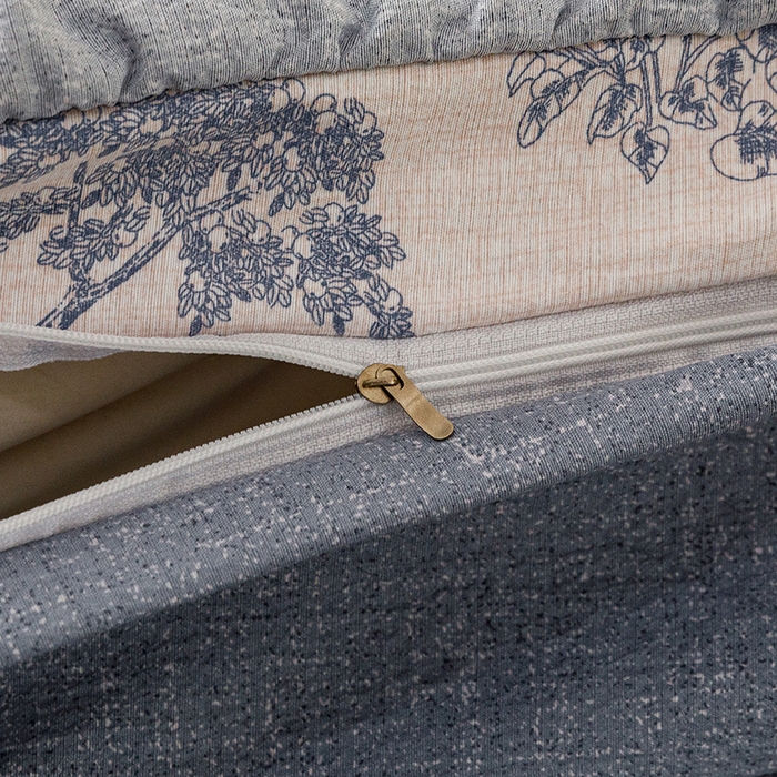 91家纺网 家纺一手货源 找家纺 悦然毛巾被 2026新款原麻水洗提花四件套 蓝花雾影