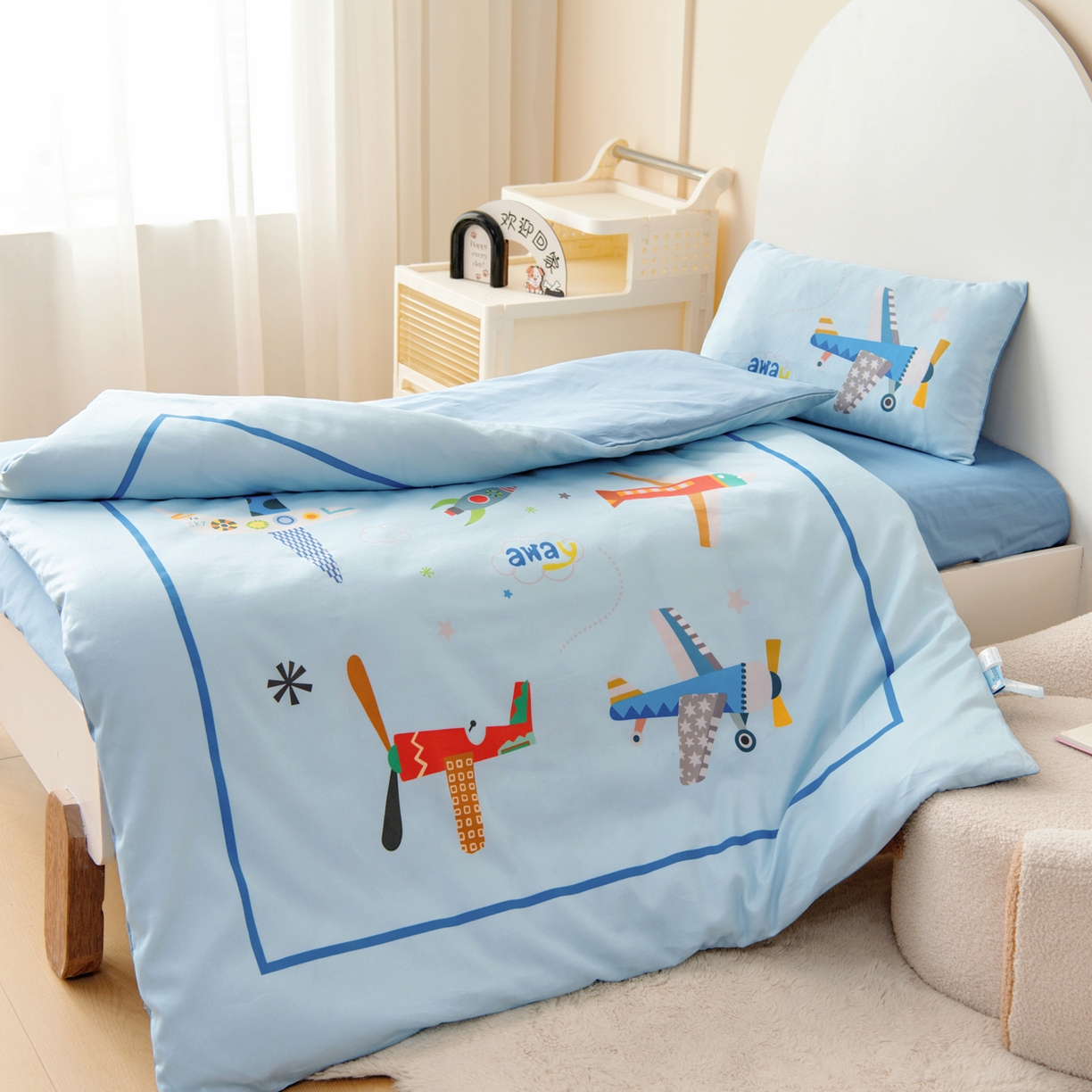 91家纺网 家纺一手货源 找家纺 御棉坊 2026新款60S全棉数码印花幼儿园儿童套件宝宝入园午睡被芯三件套 云霄集会