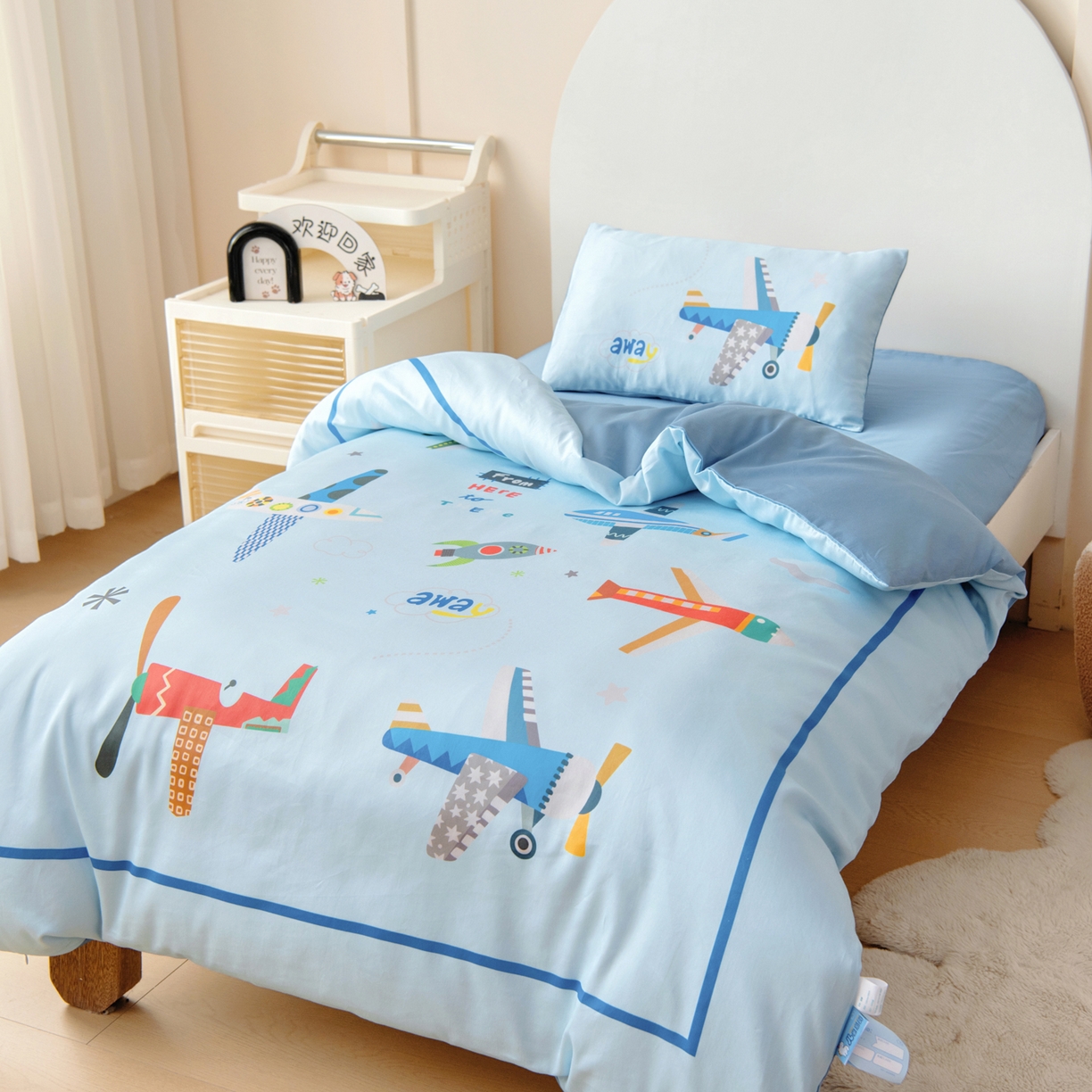 91家纺网 家纺一手货源 找家纺 御棉坊 2026新款60S全棉数码印花幼儿园儿童套件宝宝入园午睡被芯三件套 云霄集会