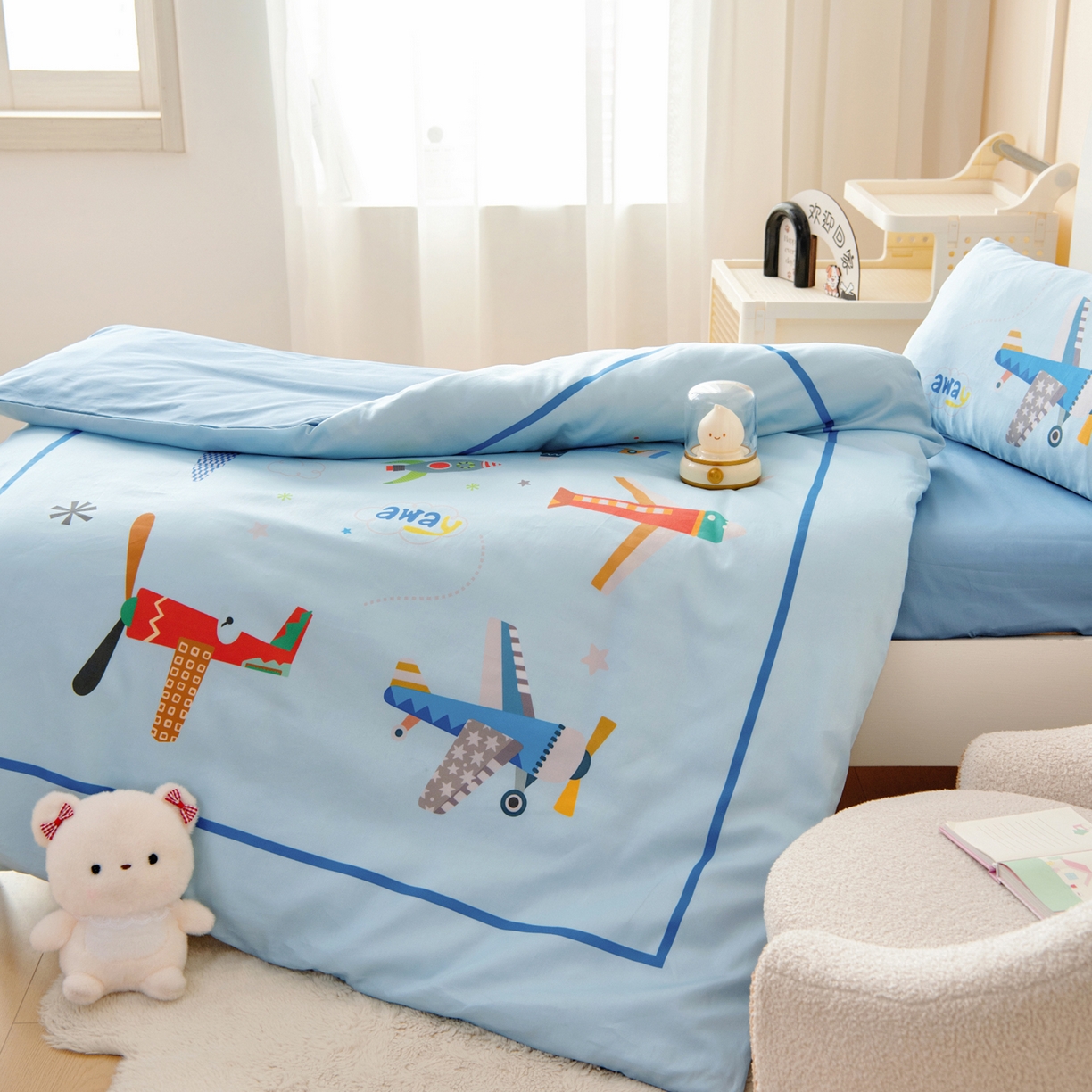 91家纺网 家纺一手货源 找家纺 御棉坊 2026新款60S全棉数码印花幼儿园儿童套件宝宝入园午睡被芯三件套 云霄集会