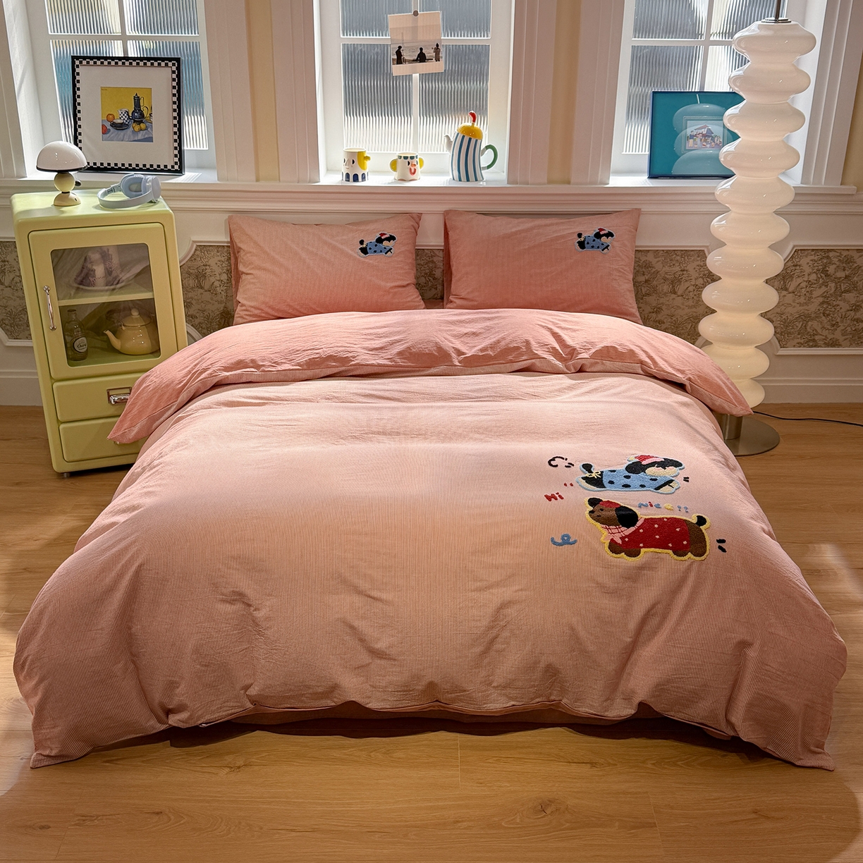 91家纺网 家纺一手货源 找家纺 （总）曼町家居 2026春夏全棉纯棉水洗棉毛巾绣四件套