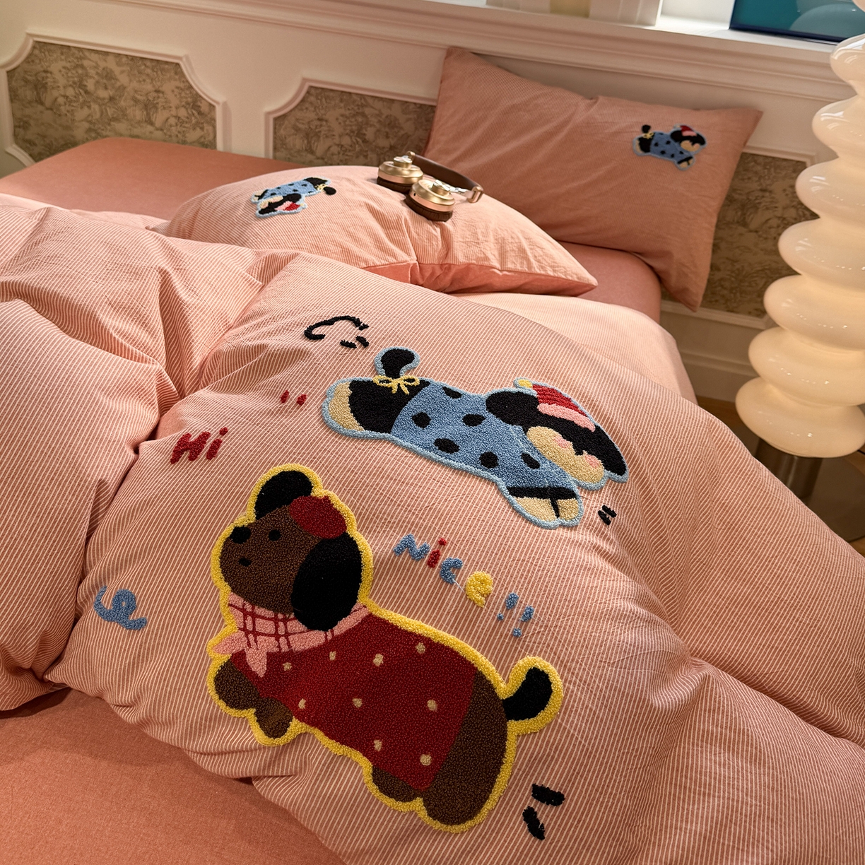 91家纺网 家纺一手货源 找家纺 （总）曼町家居 2026春夏全棉纯棉水洗棉毛巾绣四件套