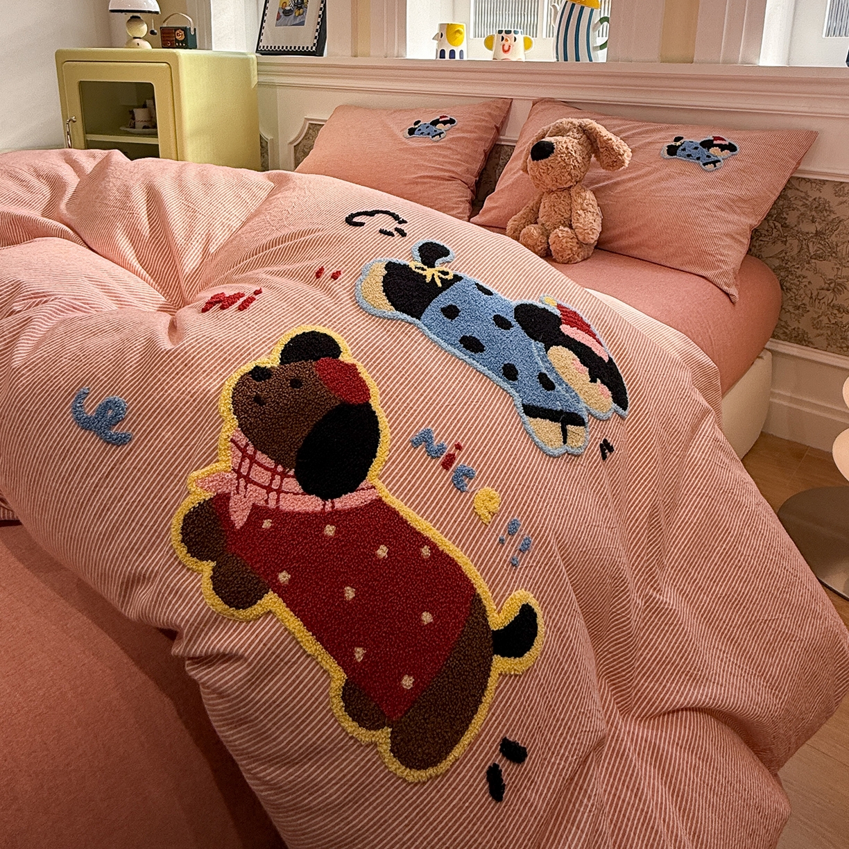 91家纺网 家纺一手货源 找家纺 （总）曼町家居 2026春夏全棉纯棉水洗棉毛巾绣四件套