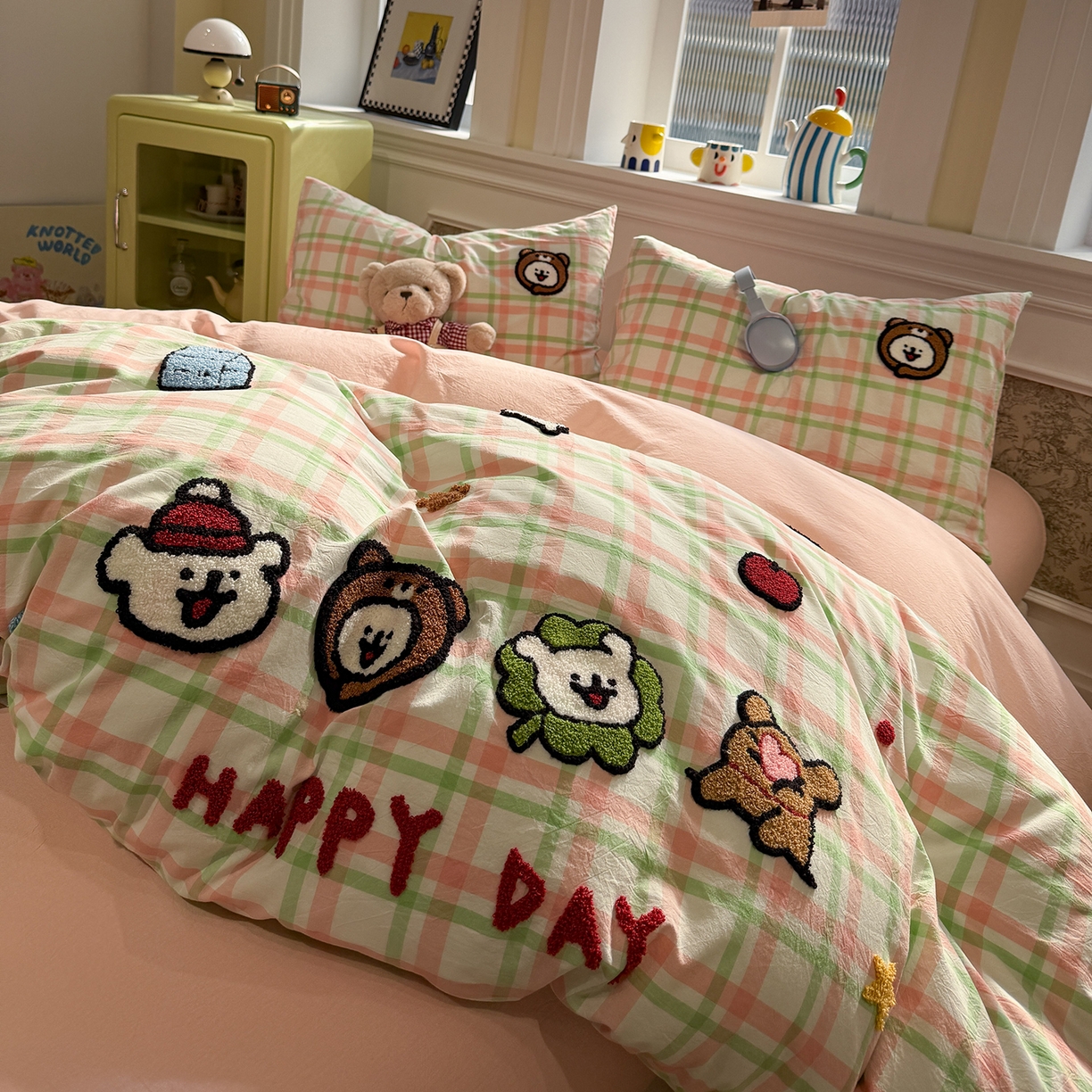 曼町家居 2026春夏全棉纯棉水洗棉毛巾绣四件套 宠返星球