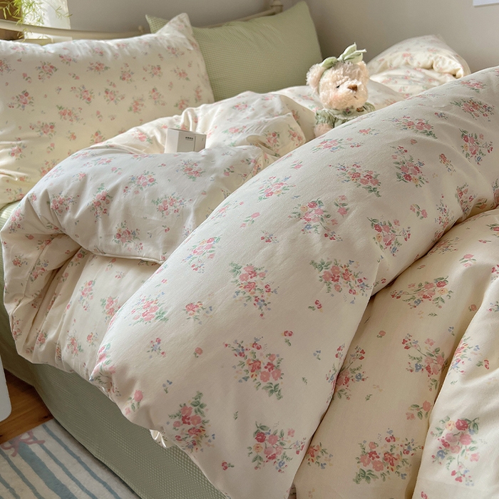 91家纺网 家纺一手货源 找家纺 （总）瑞莱 2025全新纯棉清新小碎花四件套,那些花儿,紫樱桃