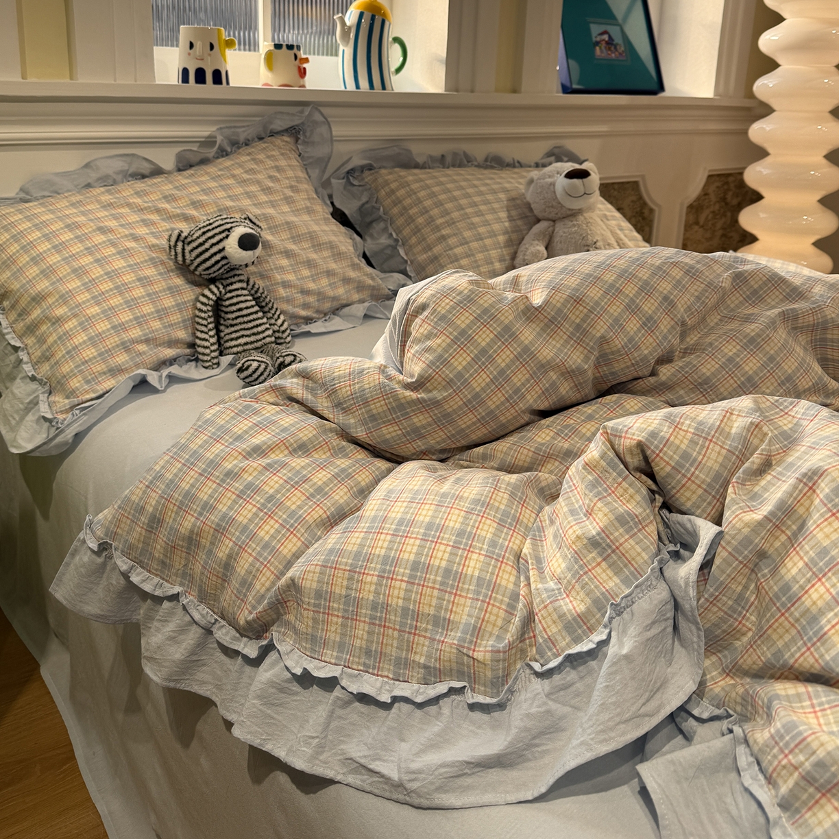 91家纺网 家纺一手货源 找家纺 （总）曼町家居 2026春夏全棉纯棉水洗棉花边款四件套