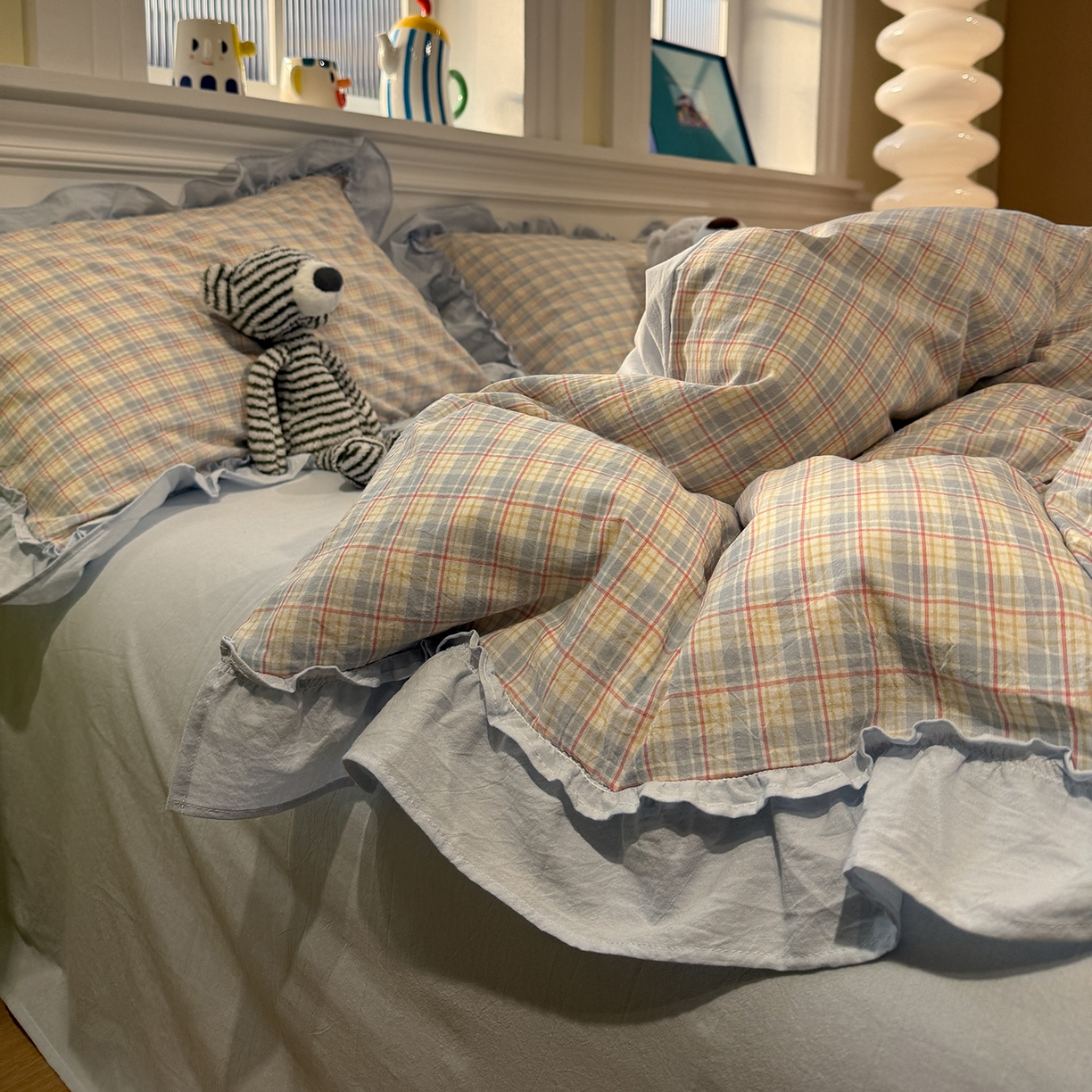 91家纺网 家纺一手货源 找家纺 （总）曼町家居 2026春夏全棉纯棉水洗棉花边款四件套