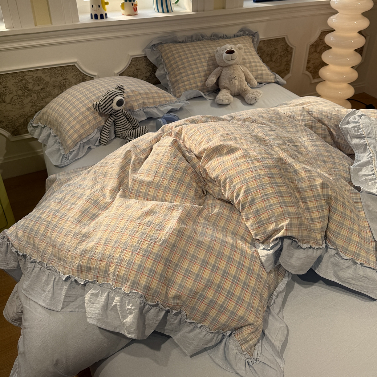 91家纺网 家纺一手货源 找家纺 （总）曼町家居 2026春夏全棉纯棉水洗棉花边款四件套