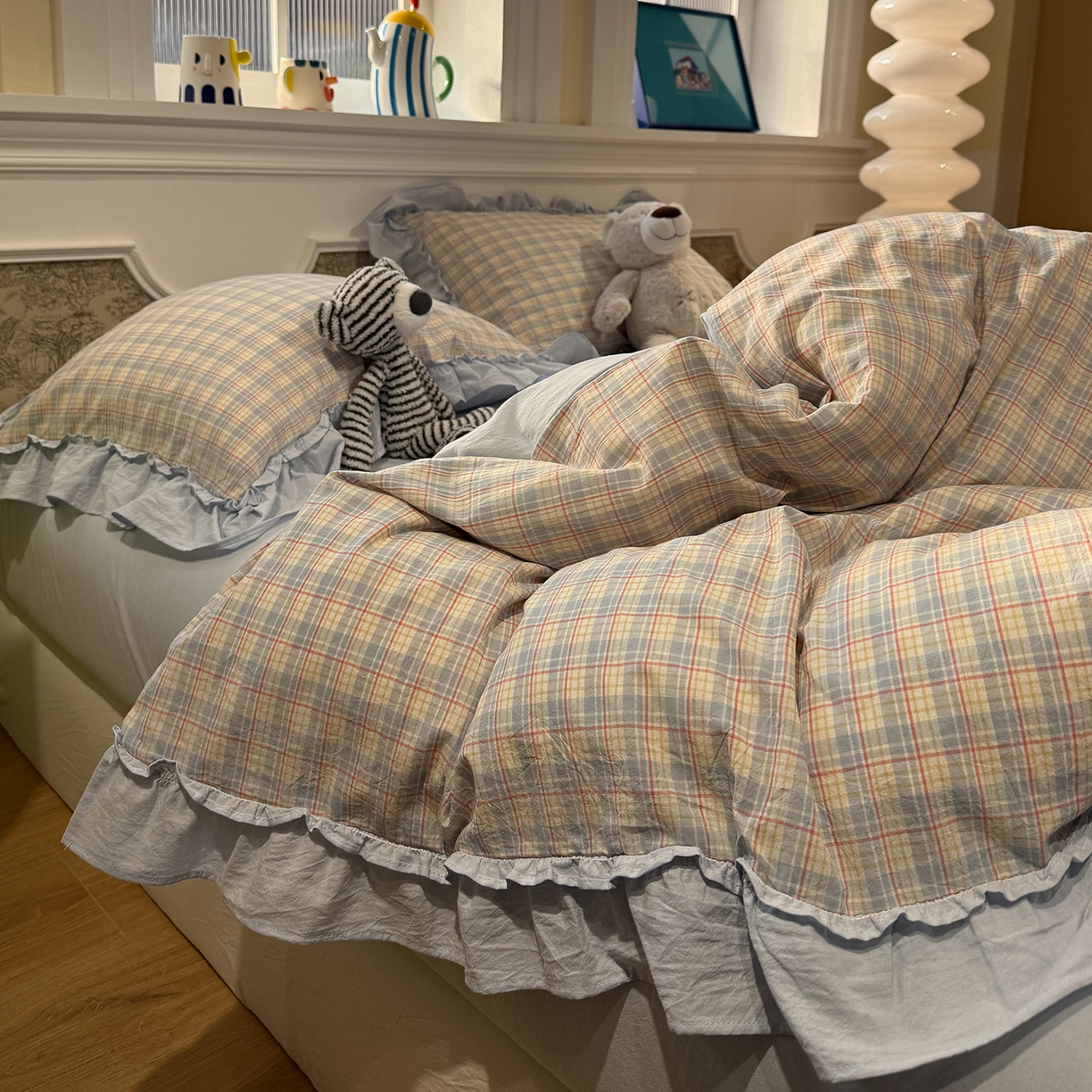 91家纺网 家纺一手货源 找家纺 （总）曼町家居 2026春夏全棉纯棉水洗棉花边款四件套