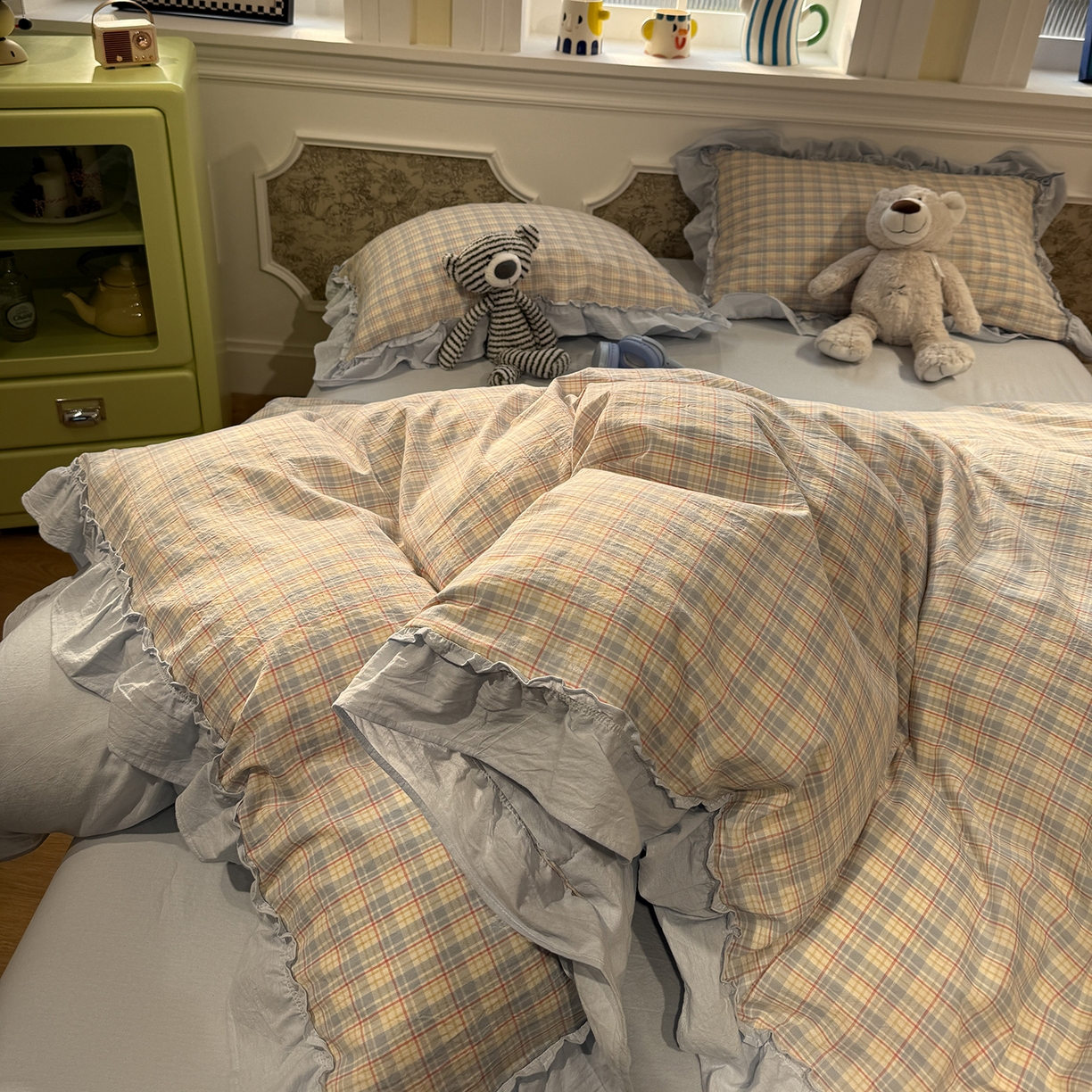 91家纺网 家纺一手货源 找家纺 （总）曼町家居 2026春夏全棉纯棉水洗棉花边款四件套