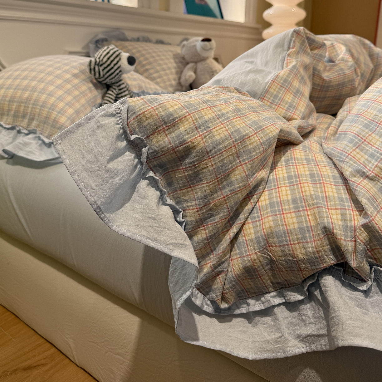 91家纺网 家纺一手货源 找家纺 （总）曼町家居 2026春夏全棉纯棉水洗棉花边款四件套