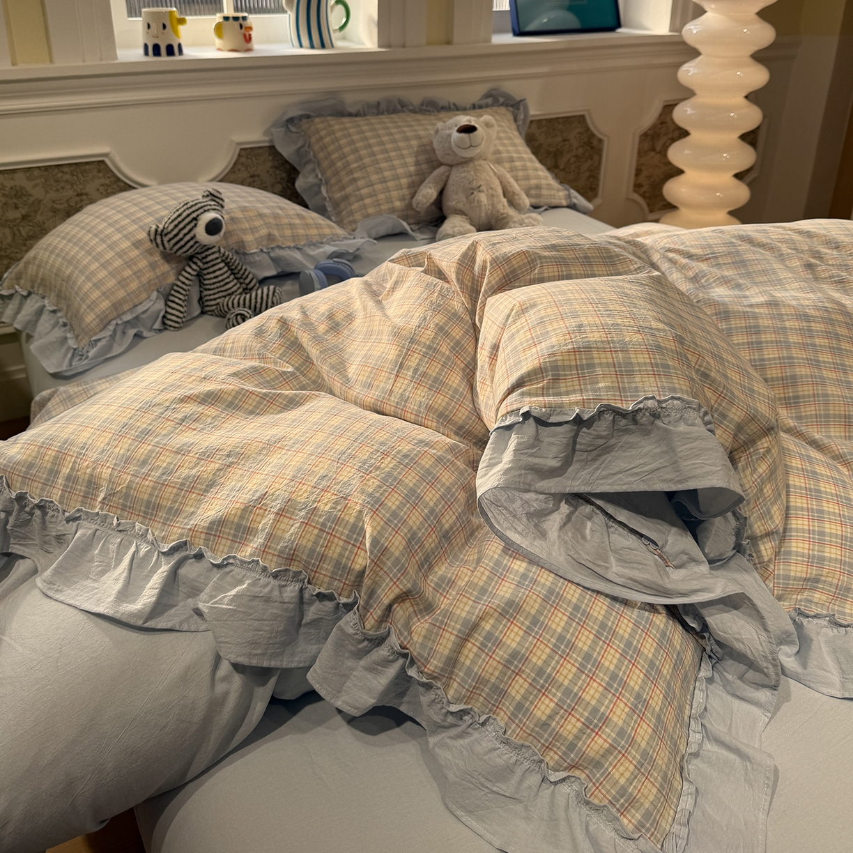 91家纺网 家纺一手货源 找家纺 （总）曼町家居 2026春夏全棉纯棉水洗棉花边款四件套