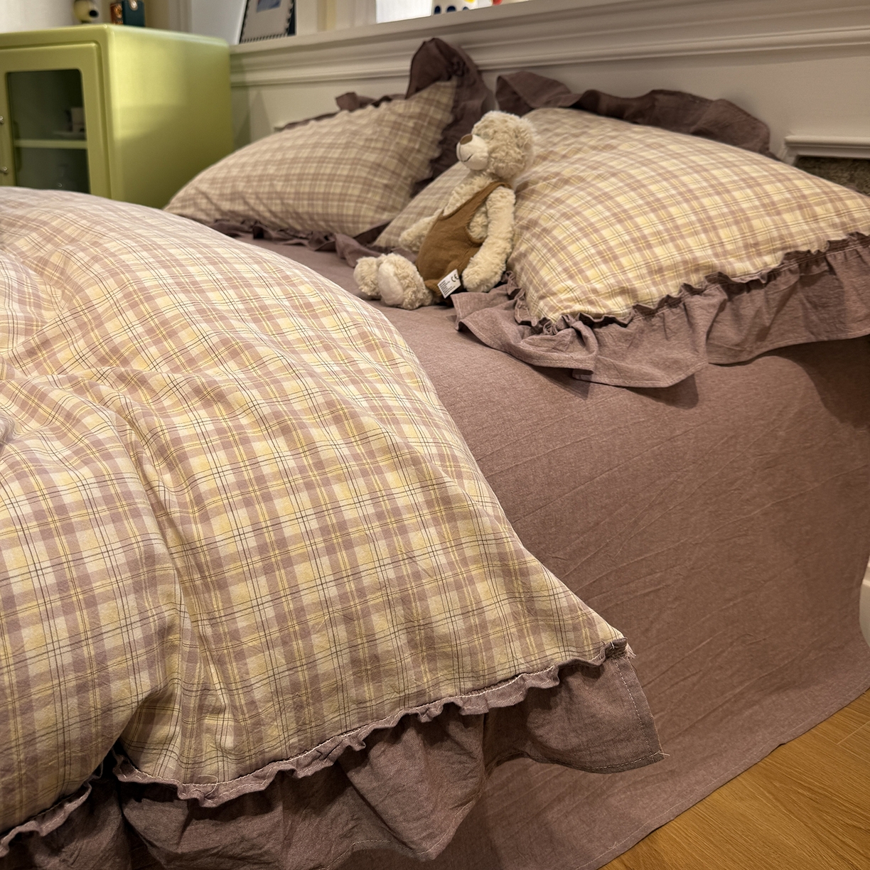 91家纺网 家纺一手货源 找家纺 （总）曼町家居 2026春夏全棉纯棉水洗棉花边款四件套