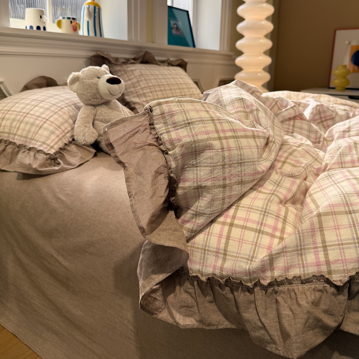 91家纺网 家纺一手货源 找家纺 曼町家居 2026春夏全棉纯棉水洗棉花边款四件套 季野