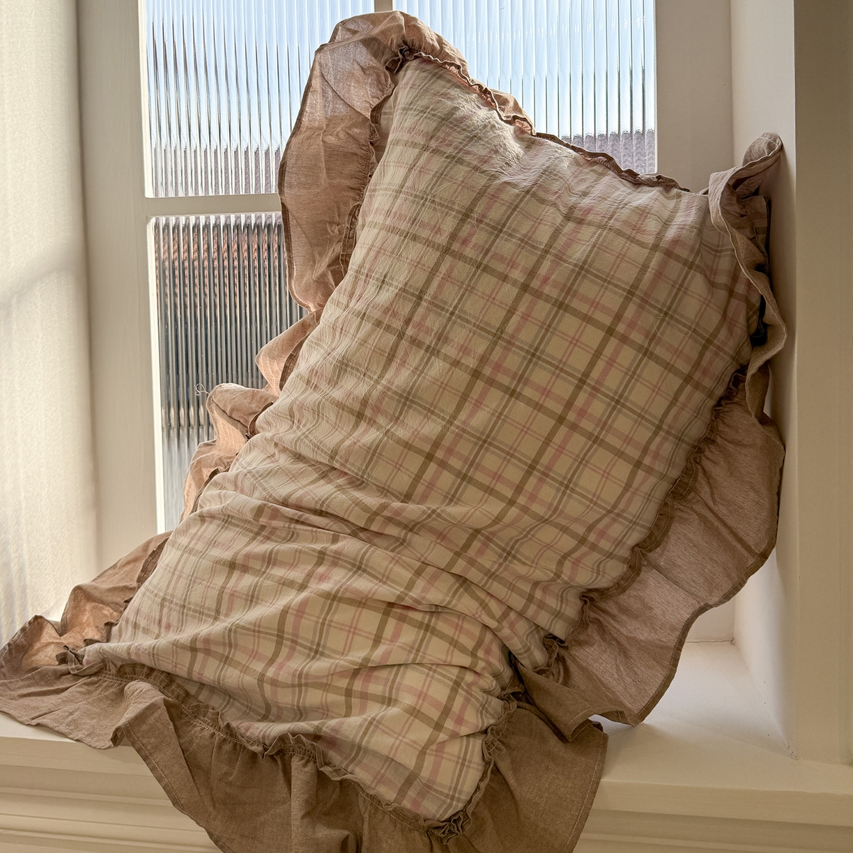 91家纺网 家纺一手货源 找家纺 曼町家居 2026春夏全棉纯棉水洗棉花边款四件套 季野