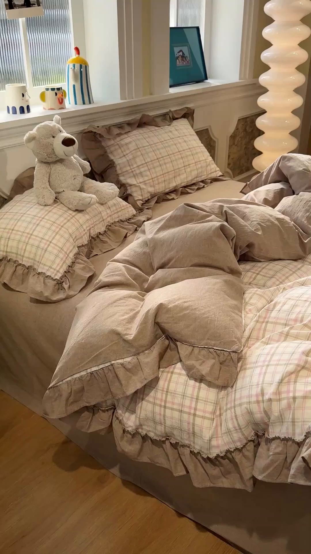 91家纺网 家纺一手货源 找家纺 曼町家居 2026春夏全棉纯棉水洗棉花边款四件套 季野