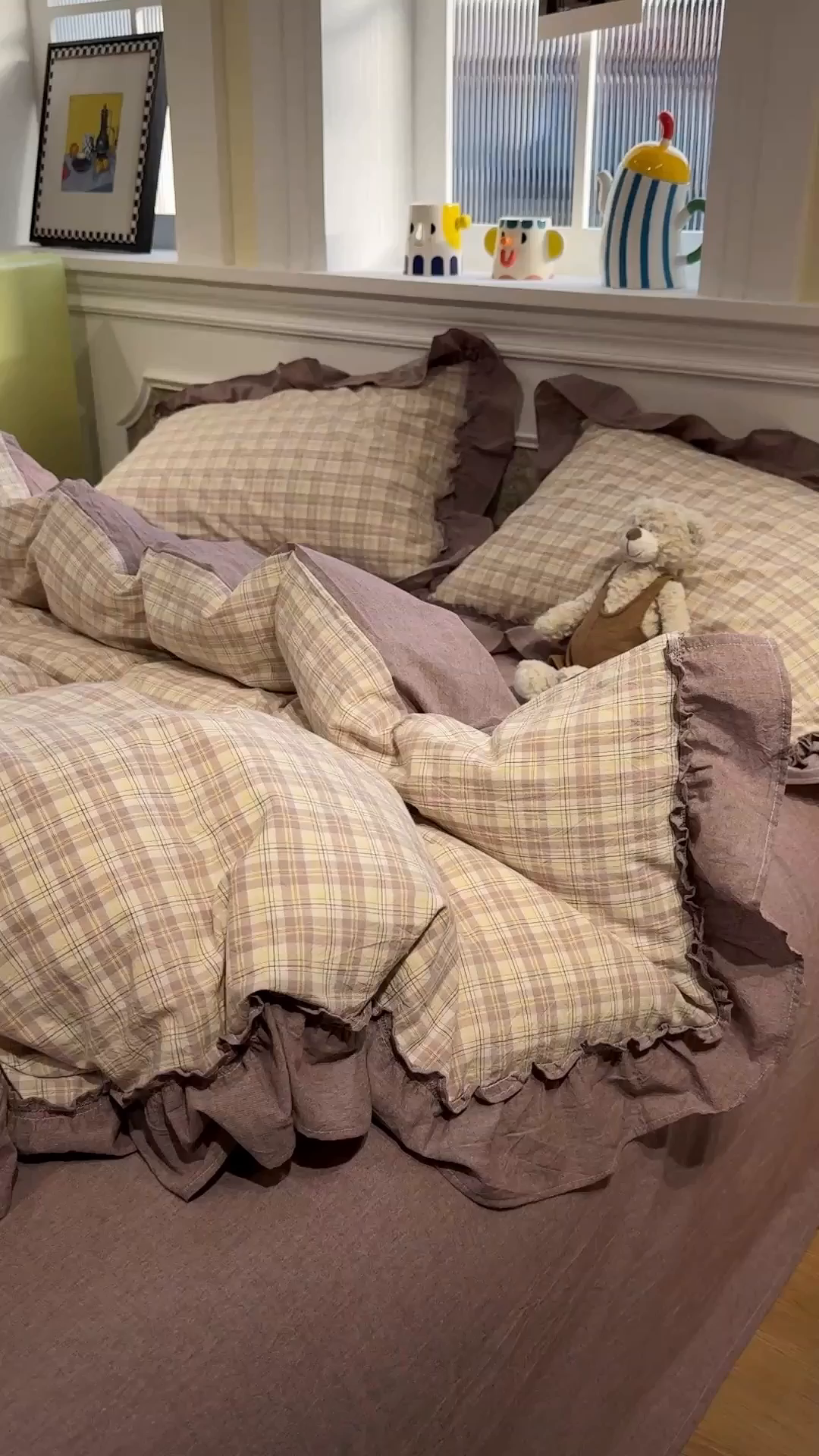 91家纺网 家纺一手货源 找家纺 曼町家居 2026春夏全棉纯棉水洗棉花边款四件套 米娅