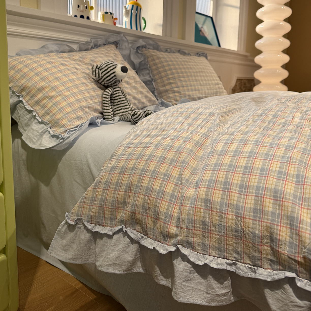 曼町家居 2026春夏全棉纯棉水洗棉花边款四件套 未眠