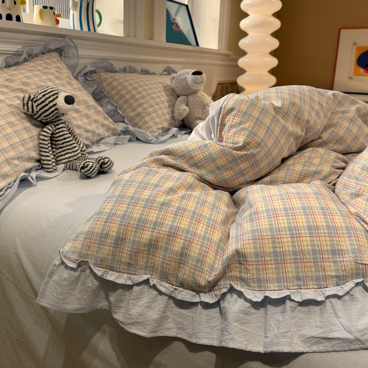 91家纺网 家纺一手货源 找家纺 曼町家居 2026春夏全棉纯棉水洗棉花边款四件套 未眠