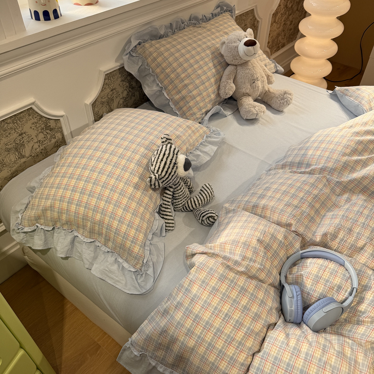 91家纺网 家纺一手货源 找家纺 曼町家居 2026春夏全棉纯棉水洗棉花边款四件套 未眠