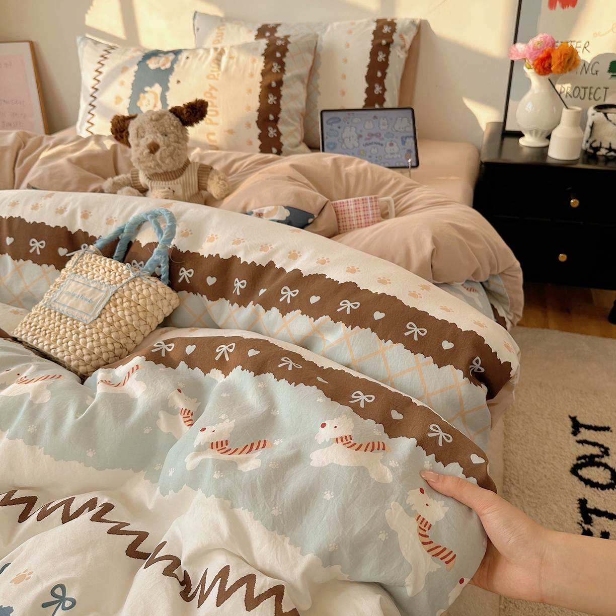 91家纺网 家纺一手货源 找家纺 沐芷 2026 【提供买家秀】A类水洗棉被套单件被罩 单人1.5x2.0  双人2.0x2.3 奔向幸福