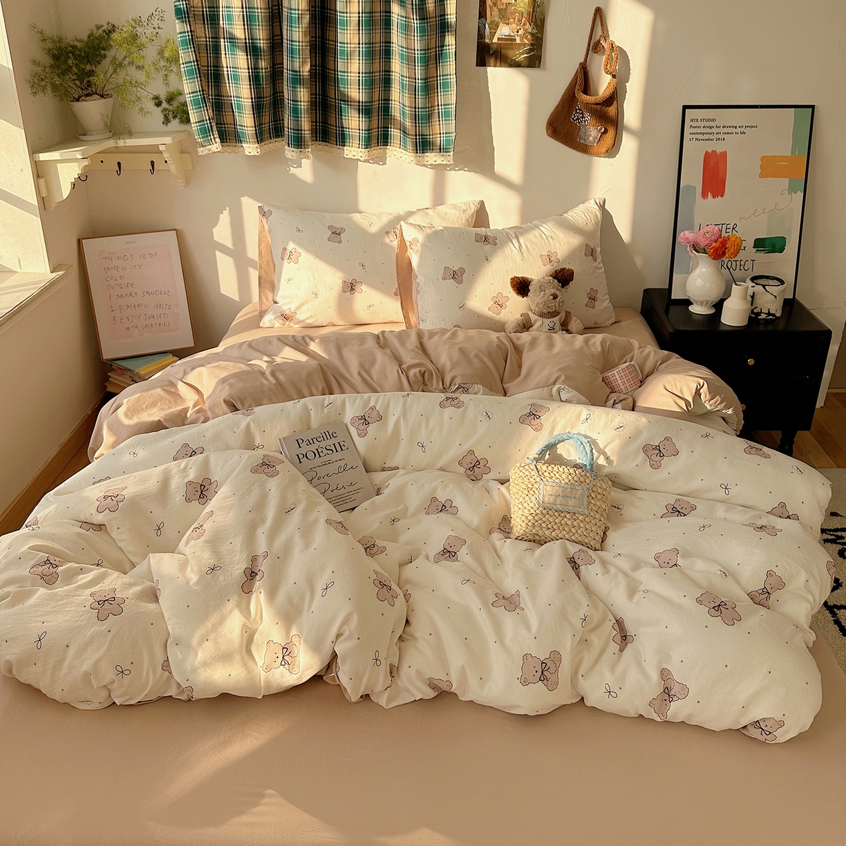 91家纺网 家纺一手货源 找家纺 沐芷 2026 【提供买家秀】A类水洗棉被套单件被罩 单人1.5x2.0  双人2.0x2.3 饼干熊